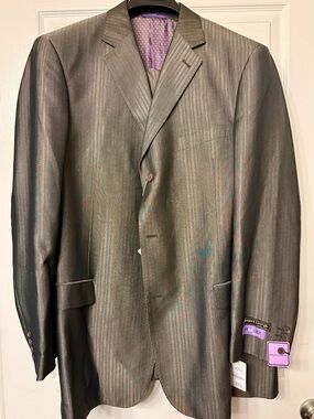 Earvin “Magic” Johnson Signature Suit 48R 42L Gray Pinstripe - NWT